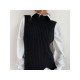 Sleeveless Slit Black Sweaters For Women