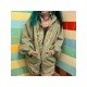 Printed Pockets Oversized Hooded Collar Women Coats