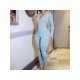 Sexy Hollowed Out Pure Color Long Sleeve Jumpsuit