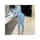 Sexy Hollowed Out Pure Color Long Sleeve Jumpsuit