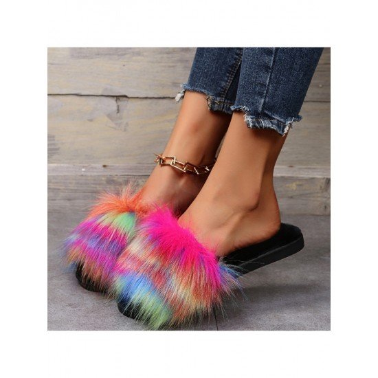  2022 Flat Fur Home Slippers For Women