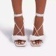 White Lace Up High Heeled Sandals 