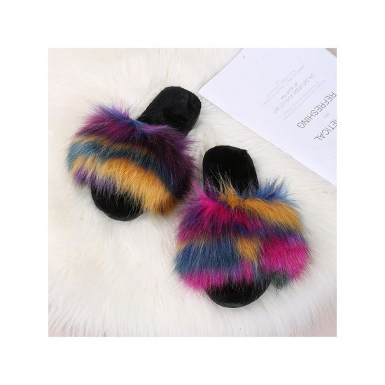  2022 Flat Fur Home Slippers For Women