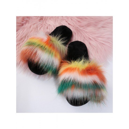  2022 Flat Fur Home Slippers For Women