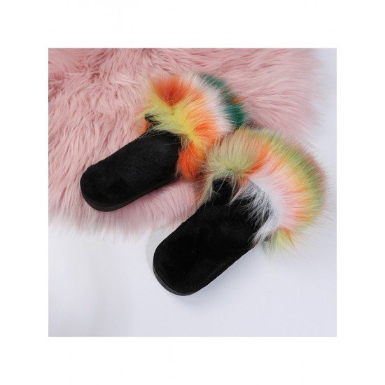  2022 Flat Fur Home Slippers For Women