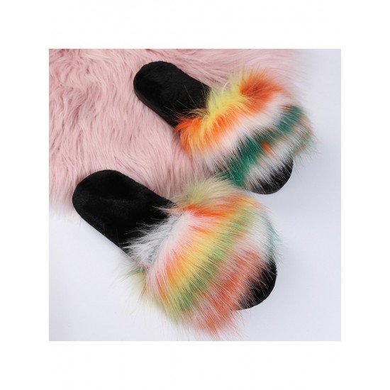  2022 Flat Fur Home Slippers For Women