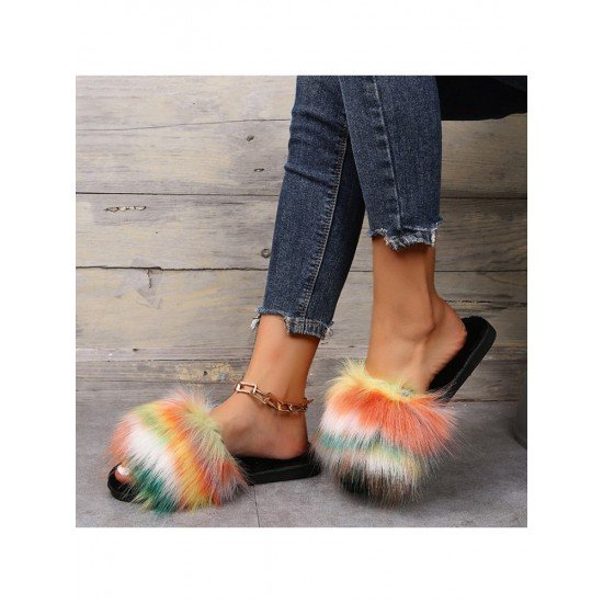  2022 Flat Fur Home Slippers For Women