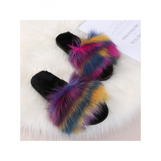  2022 Flat Fur Home Slippers For Women