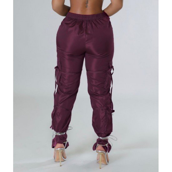  Pure Color Zipper Casual Pants For Women