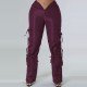  Pure Color Zipper Casual Pants For Women