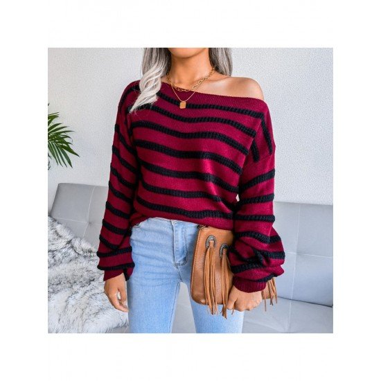  Loose Casual Striped Women's Long Sleeve Knitwear