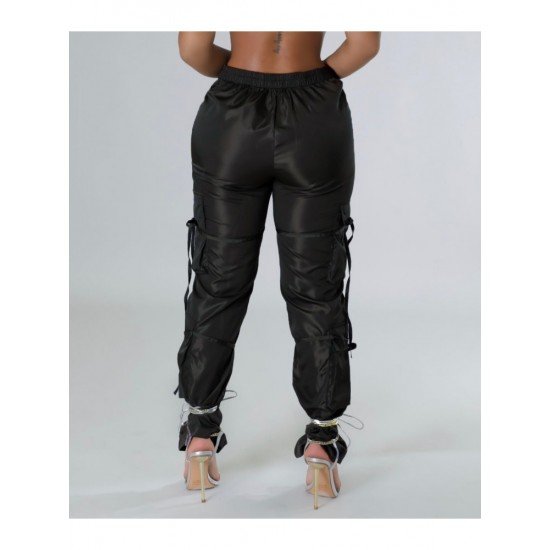  Pure Color Zipper Casual Pants For Women