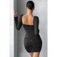  Sexy Pure Color Drawstring Tight Women's Dress