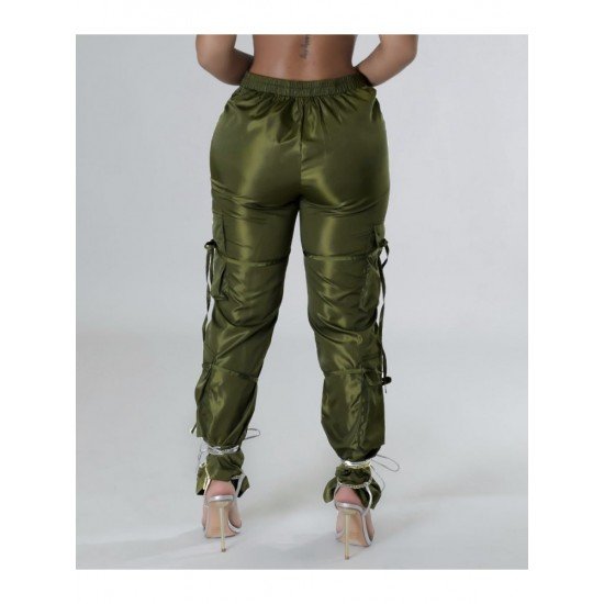  Pure Color Zipper Casual Pants For Women