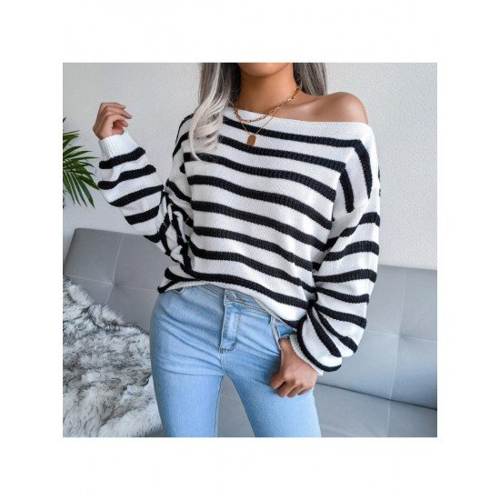  Loose Casual Striped Women's Long Sleeve Knitwear