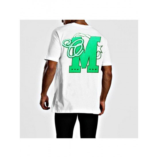  Summer New Green Letter Short Sleeve Men Tees