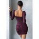  Sexy Pure Color Drawstring Tight Women's Dress