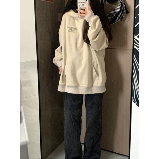  Lazy Loose Letter Hooded Women's Sweater