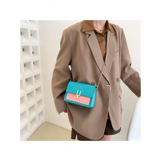  Fashion Contrast Color Patchwork PU Shoulder Bags