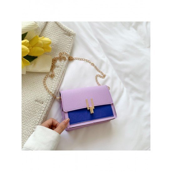  Fashion Contrast Color Patchwork PU Shoulder Bags