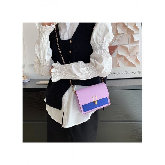  Fashion Contrast Color Patchwork PU Shoulder Bags