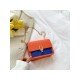  Fashion Contrast Color Patchwork PU Shoulder Bags