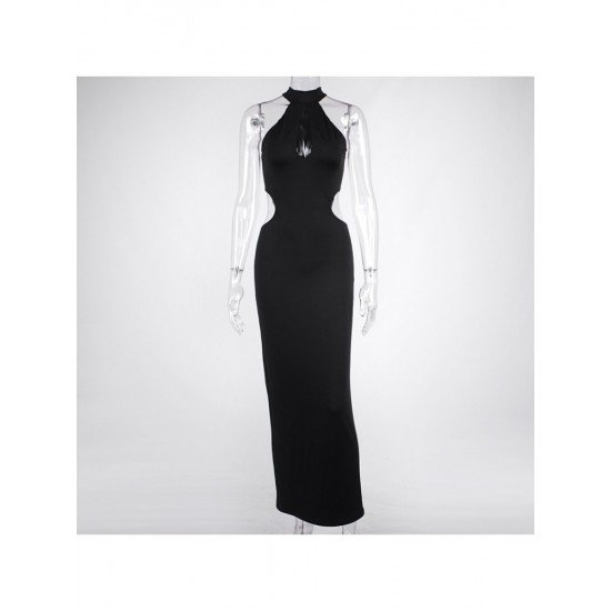 Ladies Sleeveless Cut Out Black Maxi Dresses