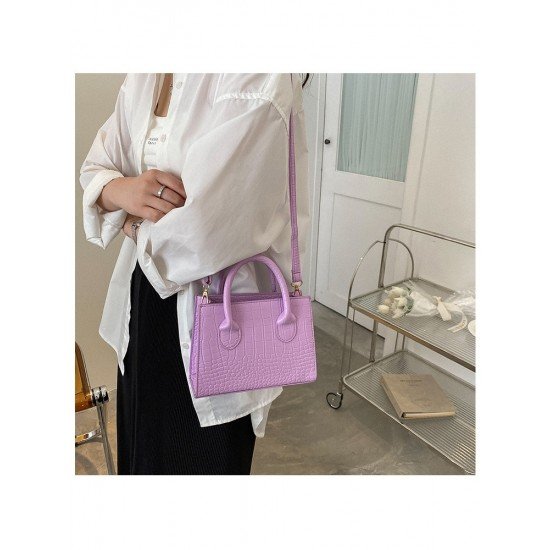  PU Pure Color Messenger Bag For Women