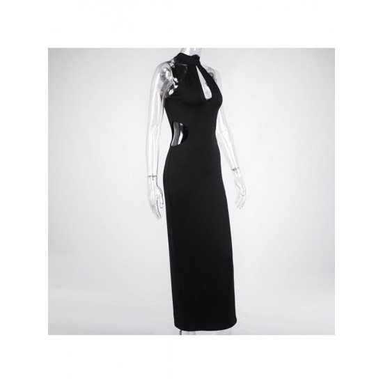 Ladies Sleeveless Cut Out Black Maxi Dresses