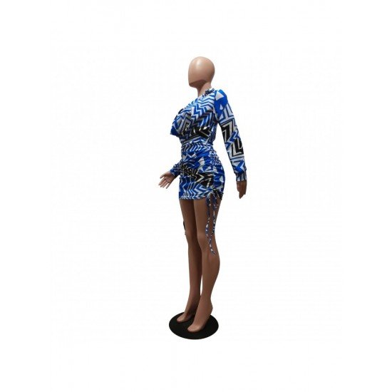 Fall Low Cut Ruched Printed Rompers