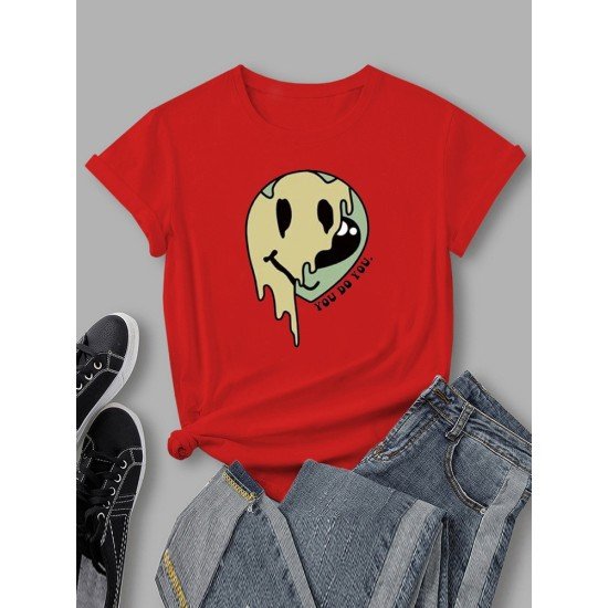 Melting Smile Face Summer White T Shirts