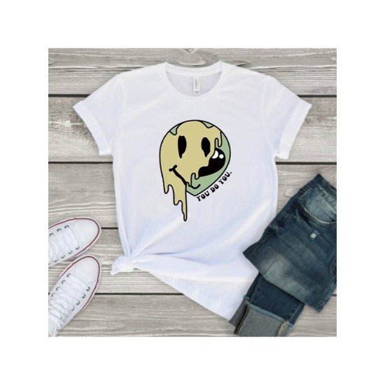 Melting Smile Face Summer White T Shirts