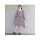  2022 Fall Square Collar Plaid Long Sleeve Dress