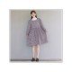  2022 Fall Square Collar Plaid Long Sleeve Dress