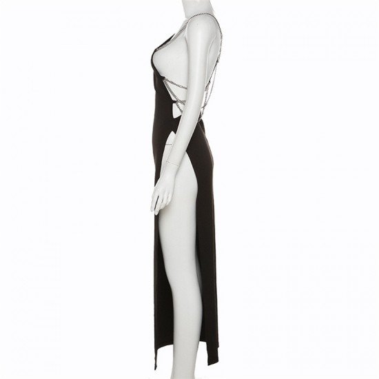  2022 New Backless Slant Shoulder Sleeveless Dress