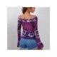 Flower Pattern Off The Shoulder Ladies Tops