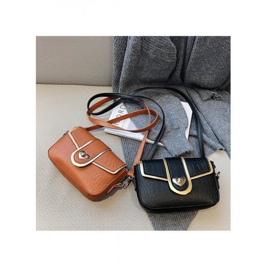 Stone Pattern Heart Twist Lock Shoulder Bags