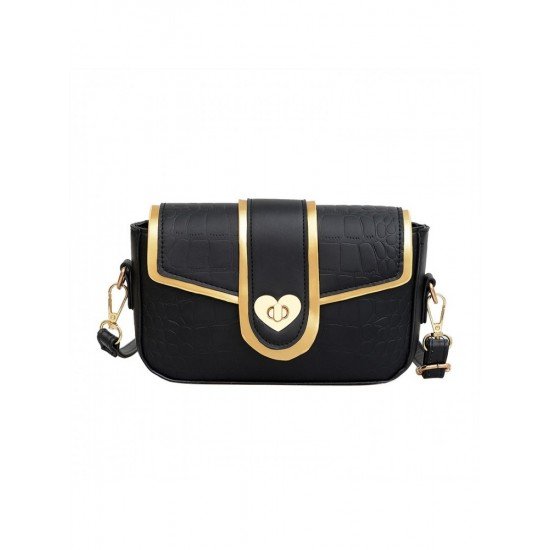 Stone Pattern Heart Twist Lock Shoulder Bags