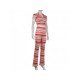  Casual Striped Crop Top And Trouser Women's Suit