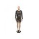 Nightclub Hot Drilling Black Long Sleeve Short Dress