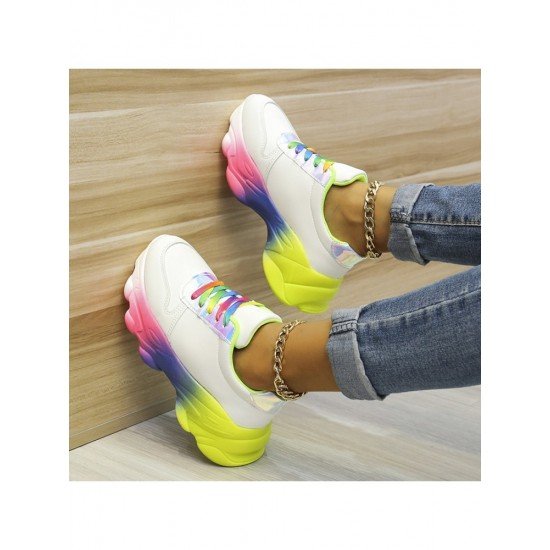 Contrast Color White Sneakers For Women