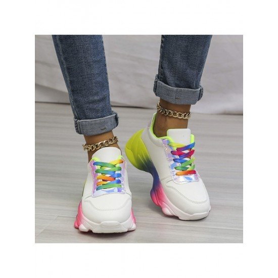 Contrast Color White Sneakers For Women