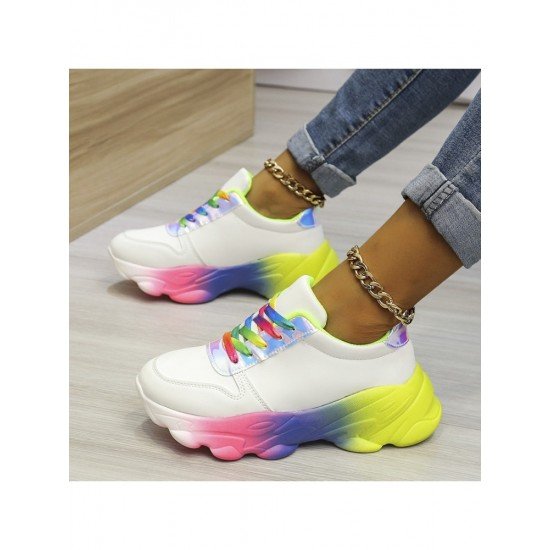 Contrast Color White Sneakers For Women