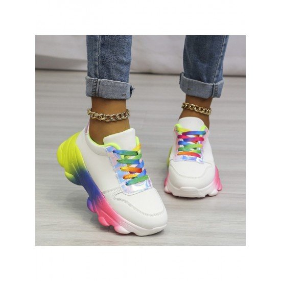 Contrast Color White Sneakers For Women