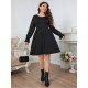 Puff Sleeve Black Plus Size Dresses For Women