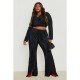 Cropped Top And Slit Hem Trouser Sets For Women