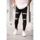  Fashion Pure Color Ripped Men's Denim Jeans