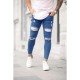  Fashion Pure Color Ripped Men's Denim Jeans