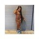 Printed V Neck Long Sleeve Skinny Women Jumpsuits