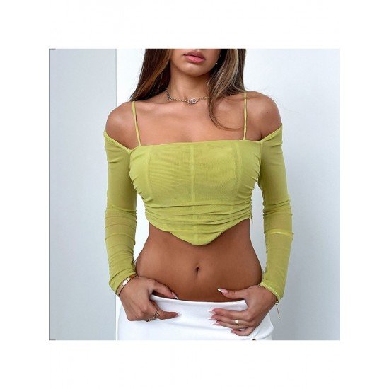  Sexy Pure Color Gauze Women's Crop Top